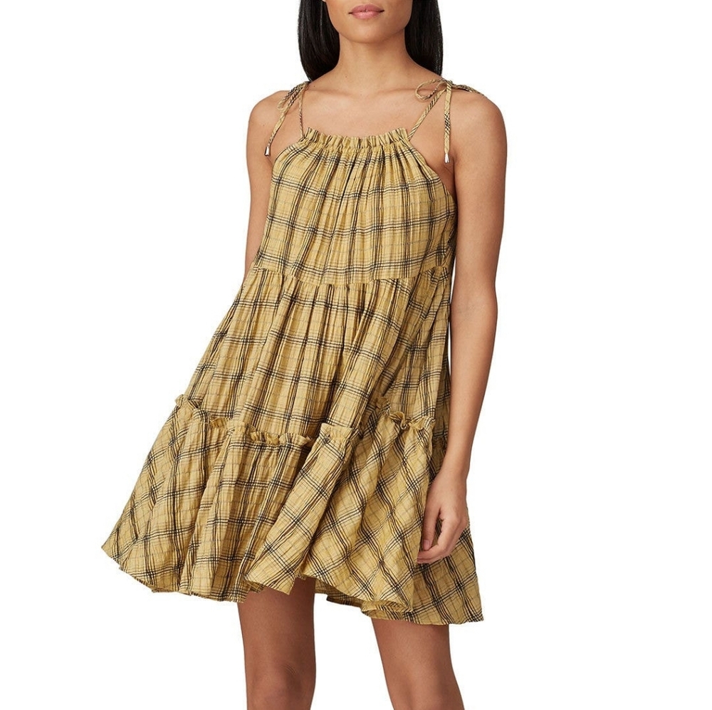 Moon River Plaid Tiered Dress